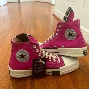 CONVERSE X DRKSHDW TURBODRK LACELESS HI IN HOT PINK AND WHITE